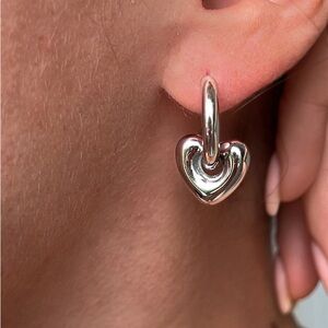 Elegant Silver Heart Earrings with Hoop Design